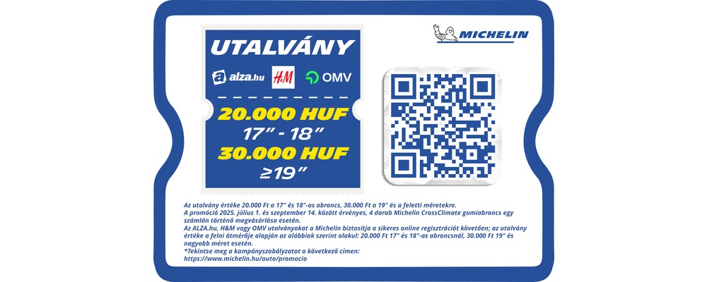 Vásároljon 4 db négyévszakos Michelin gumiabroncsot és vegye át az akár 30 ezer Ft értékű ajándék utalványát!