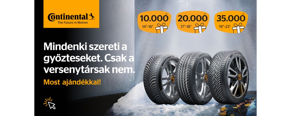 Vásároljon egy szett téli vagy négyévszakos Continental gumiabroncsot, és OMV, alza.hu, vagy Jegy.hu utalványt kap ajándékba!