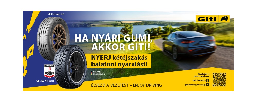 Vásároljon egy garnitúra (4 db azonos méretű és mintázatú) Giti vagy GT Radial gumiabroncsot (nyári vagy négyévszakos) és nyerjen exkluzív balatoni pihenést a balatonszemesi Kistücsök Food & Room****-ba!