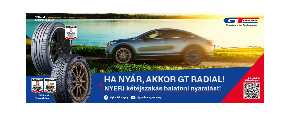 Vásároljon egy garnitúra (4 db azonos méretű és mintázatú) Giti vagy GT Radial gumiabroncsot (nyári vagy négyévszakos) és nyerjen exkluzív balatoni pihenést a balatonszemesi Kistücsök Food & Room****-ba!