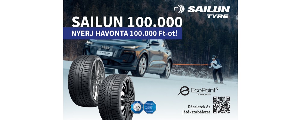 Vásároljon 4 db azonos méretű és mintázatú SAILUN téli vagy négyévszakos gumiabroncsot és nyerjen havonta 100.000 Ft-ot eMag utalványon!